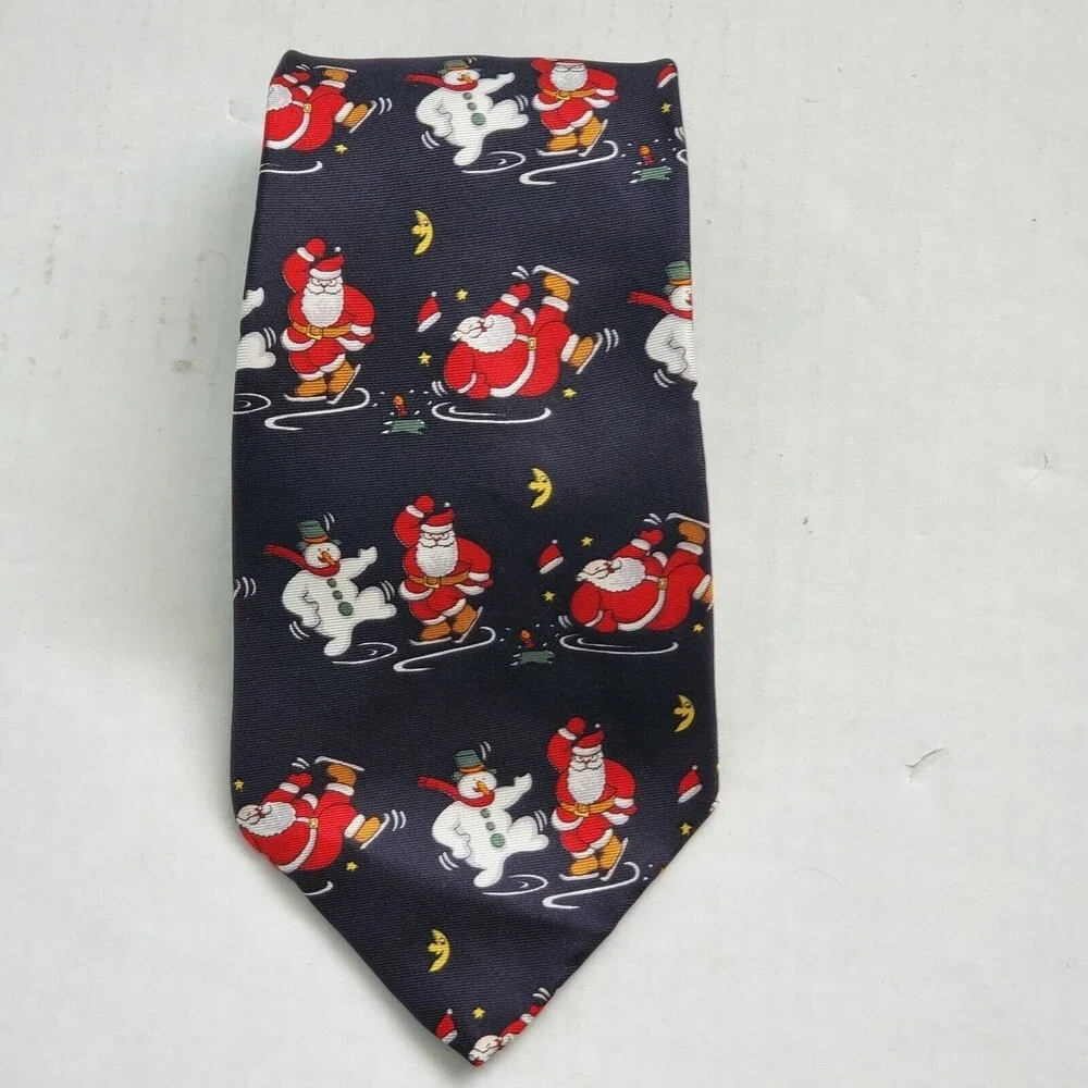 Ice Skating Santa Snowman Christmas Holiday Novelty Neck Tie American Traditions - Picture 6 of 6